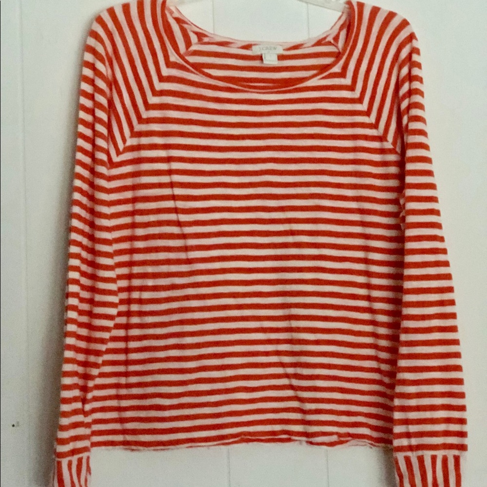 J. Crew Orange Stripe Long Sleeve Top Large